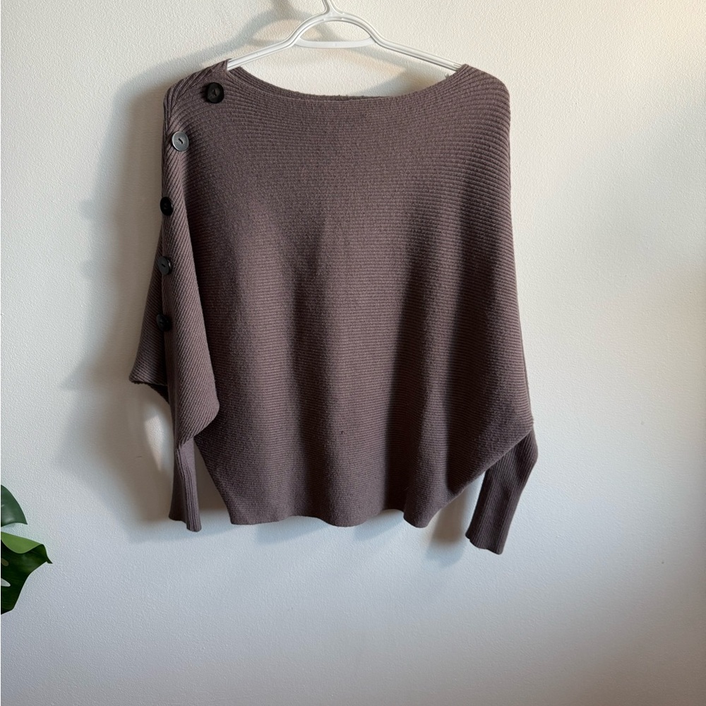 🔥 Joan Vass Chocolate Button-Accent Poncho